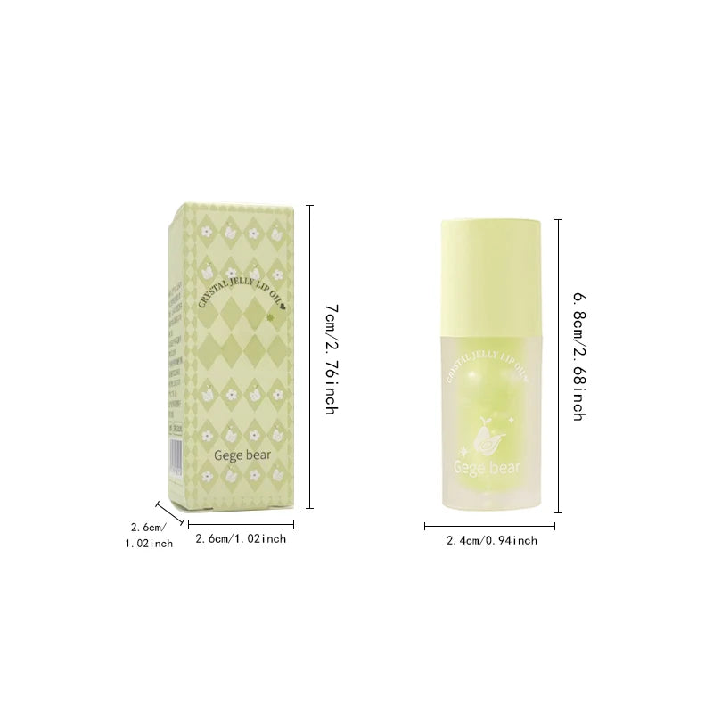 Óleo Labial Gege Bear Crystal Jelly Fruit com Pêssego, Uva e Abacate, Hidratante, Nutritivo e Clareador de Linhas Labiais