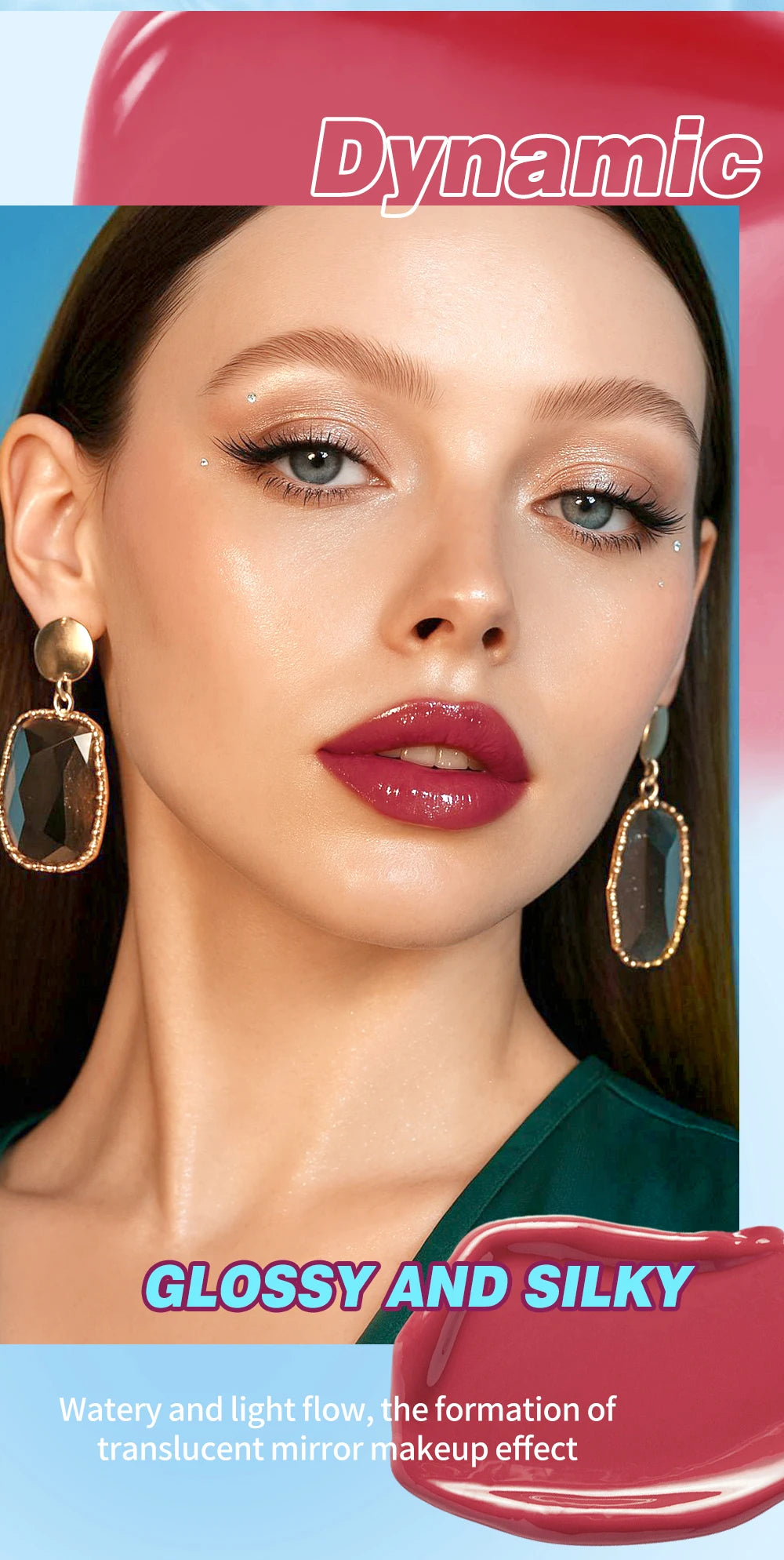 Brilho Labial Cristal QIBEST, Glaze Labial Hidratante de Longa Duração, Gloss Hidratante para Lábios