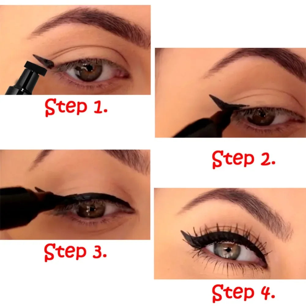 Lápis Delineador Líquido Dual End Black, Pro Impermeável, Maquiagem de Longa Duração, Eye Liner Pen, Linha Cat, Eye Stencils