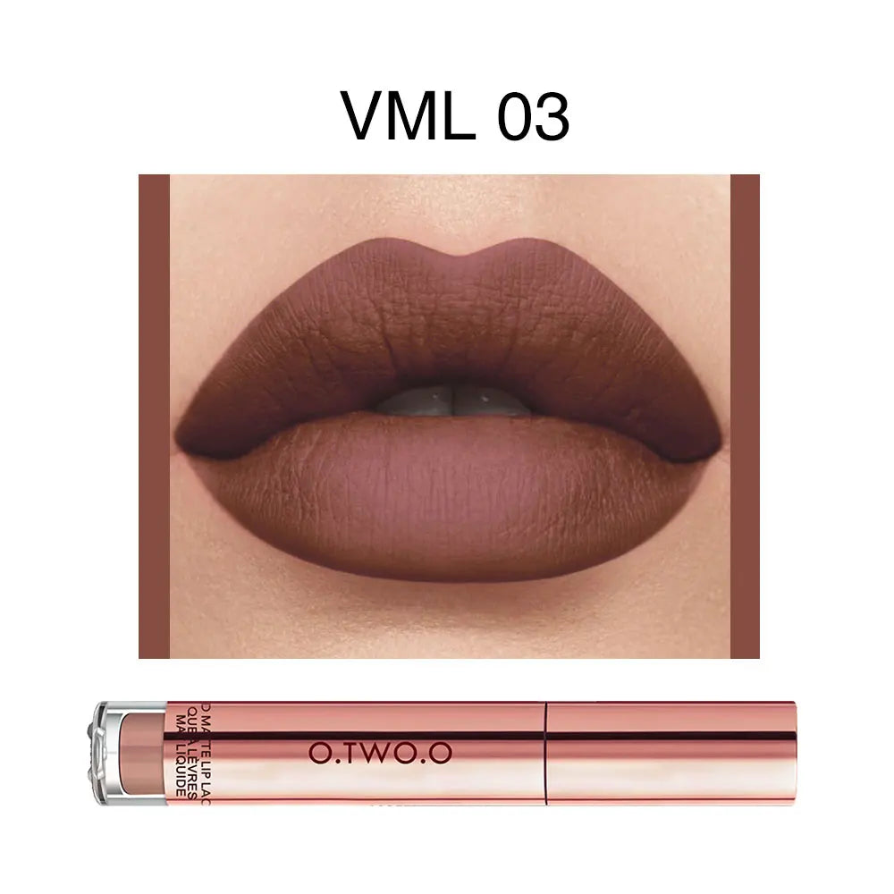 O.TWO.O 12 cores de alta qualidade veludo batom fosco lábios de longa duração maquiagem à prova d'água fácil de usar brilho labial líquido fosco