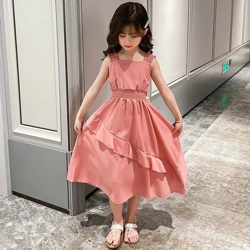 Vestidos de Festa Sem Mangas em Chiffon para Meninas, Estilo Princesa, para Crianças de 4 a 12 Anos