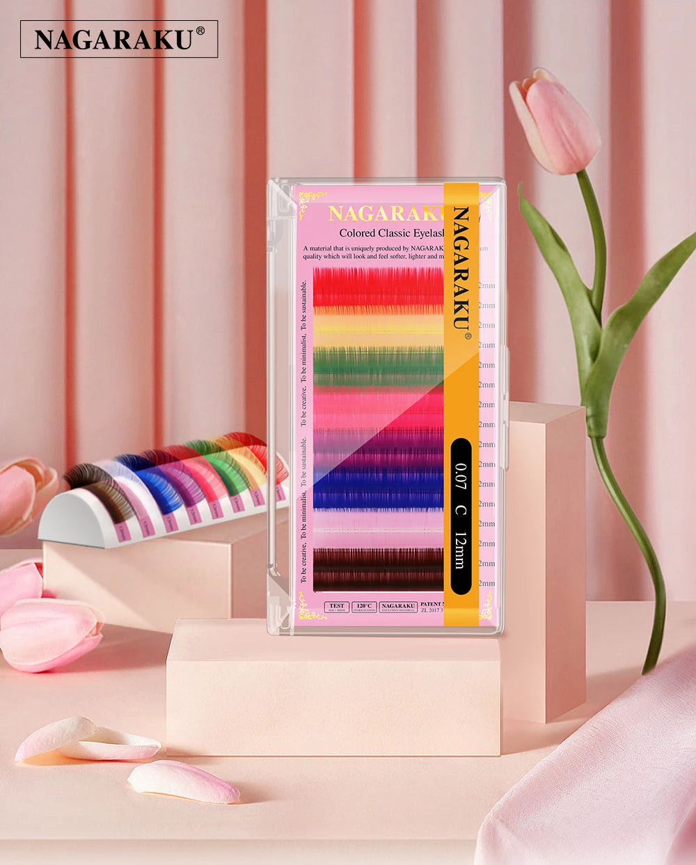 Nagaraku mix cor cílios compõem alta qualidade macio natural sintético vison arco-íris extensão de cílios suprimentos 8 cores mix
