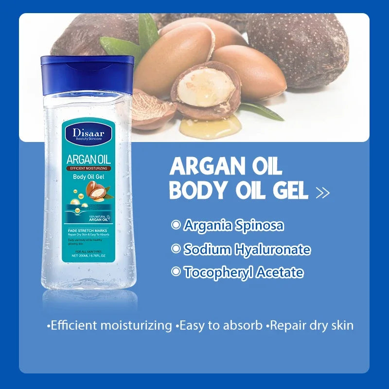 Disaar-Óleo Corporal Extrato de Aloe Vera, Pele Suave, Anti-Rugas, Vitamina C, Óleo Essencial, Hidratante, Pele com Feijão Cacau, 200ml