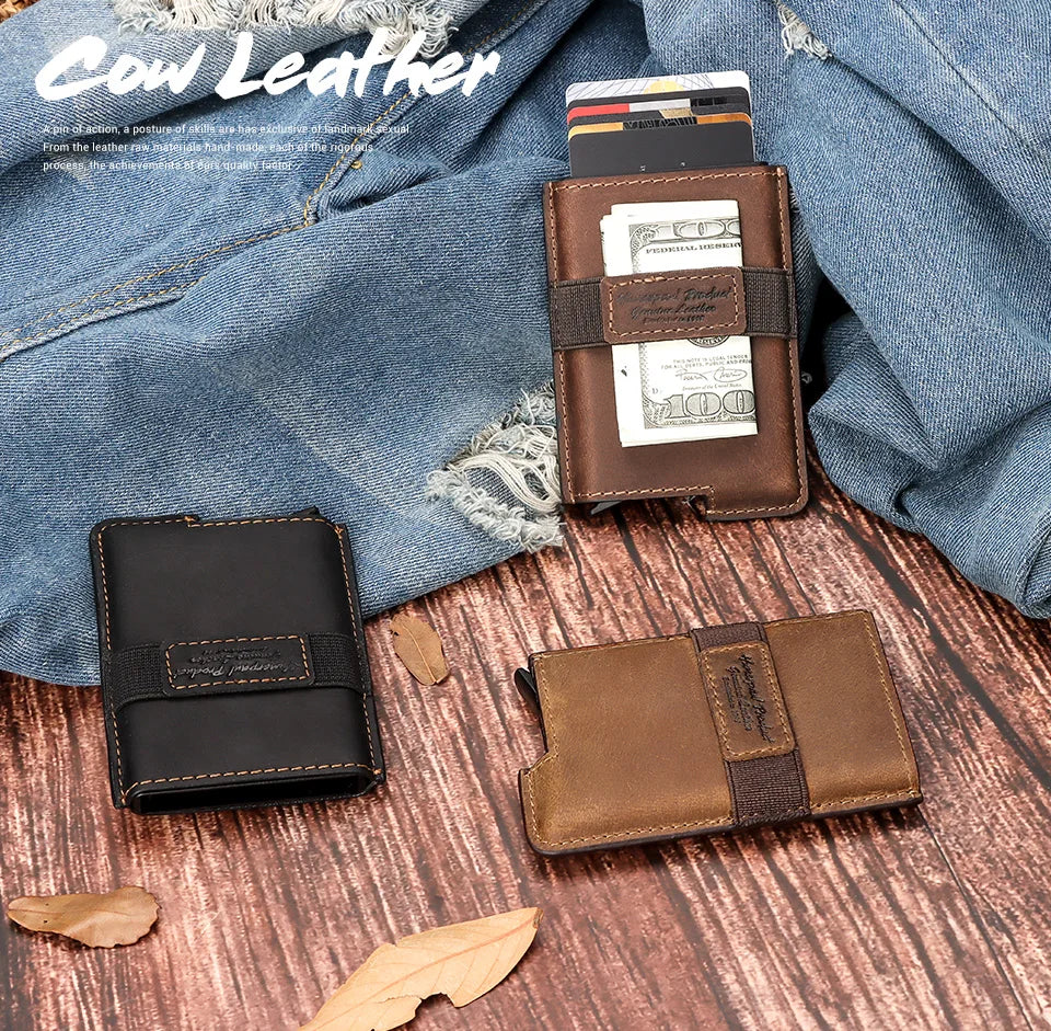 Carteira de metal anti-roubo para homens e mulheres, pop up, titular do cartão de crédito, grampo fino, minimalista, bolso frontal, carteiras de metal