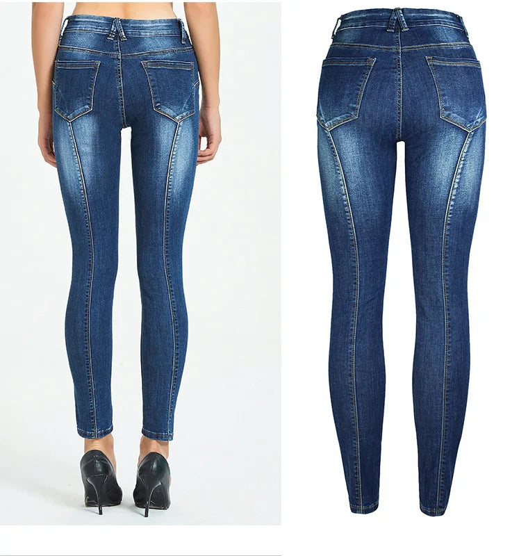 Calças Jeans Femininas Push Up, Calças Skinny de Denim, Moda 2026, Pantalones De Mujer, Pantalon Femme, Azul 2XL 3XL