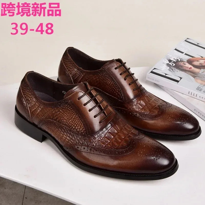 Sapatos casuais masculinos de estilo britânico de luxo escritório oxford sapatos de couro masculinos confortáveis resistentes ao desgaste sapatos formais masculinos de tamanho grande