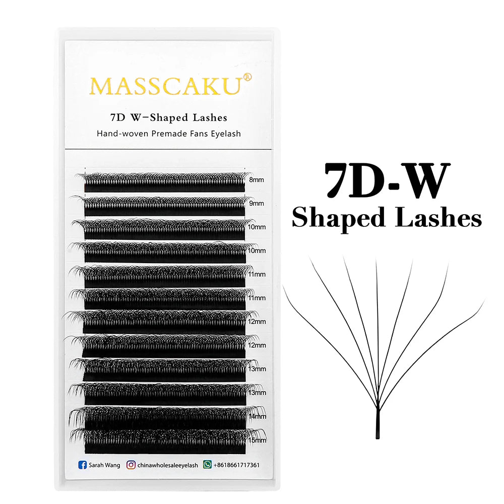 Masscaku floração automática em forma de w, flor 3d 4d 5d 6d 7d 8d, fãs pré-fabricados, extensões de cílios naturais, macios, individuais