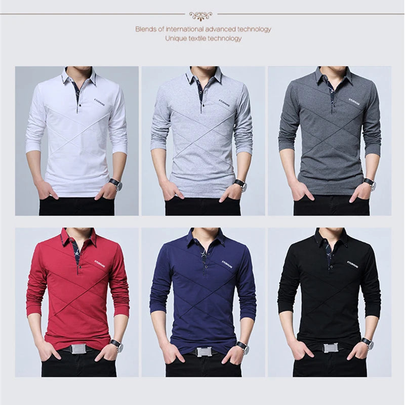 Tfetters marca t camisa masculina longa turn-down listra designer camiseta fino ajuste solto casual algodão t camisa masculina plus size