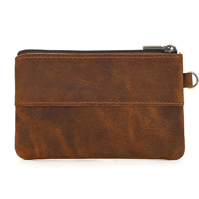 Luufan couro genuíno zíper moeda cartão bolsa de couro real rfid titular do cartão embreagem carteiras slots para homens mulheres mini bolsa fina
