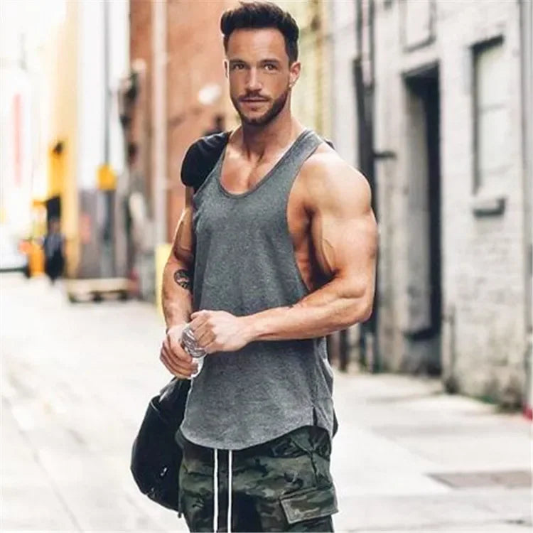 Marca roupas de ginástica dos homens musculação e fitness stringer tanque superior colete roupas esportivas undershirt treino muscular singlets