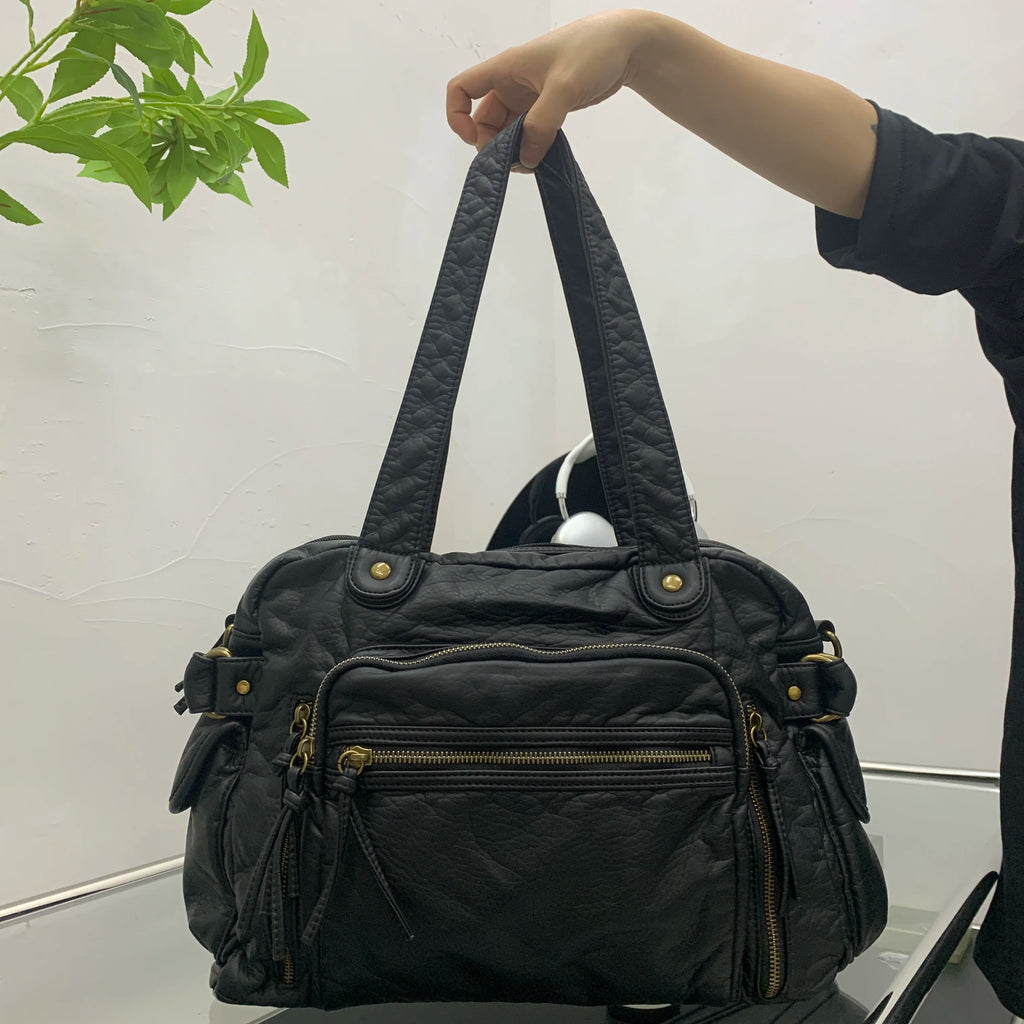 Moda feminina retro sacola de couro macio do plutônio grande capacidade bolsa de ombro y2k punk multi bolso crossbody bolsa