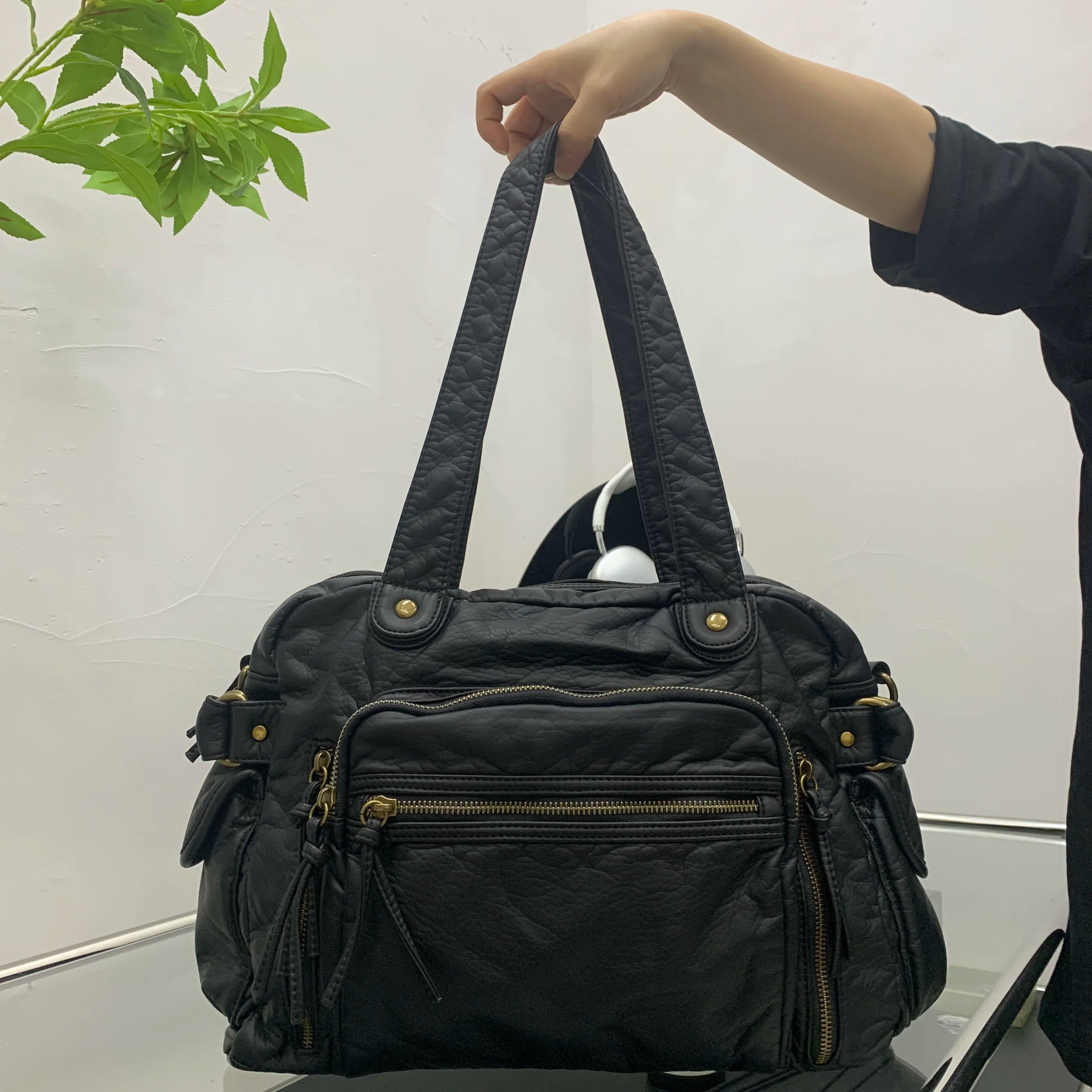 Moda feminina retro sacola de couro macio do plutônio grande capacidade bolsa de ombro y2k punk multi bolso crossbody bolsa