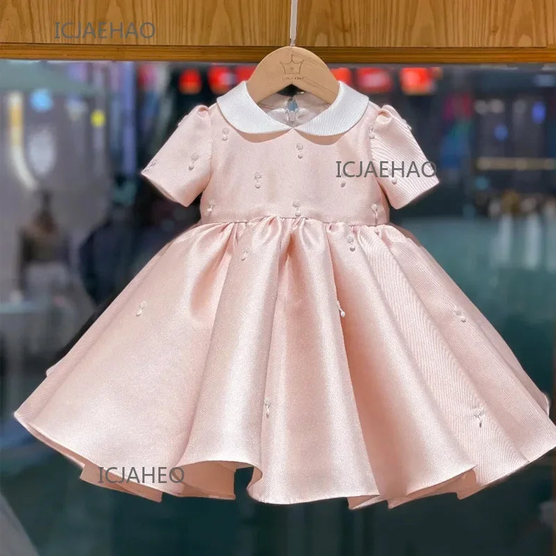 Vestidos de festa 2025 crianças primeiro aniversário para babyceremonial vestido infantil vestidos de casamento meninas princesa vestido branco crianças menina