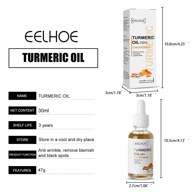 Cúrcuma rosto soro encolher poros essência reparação melanina iluminar hidratante nutrir cur-alumin óleo desbotar mancha escura cuidados com a pele
