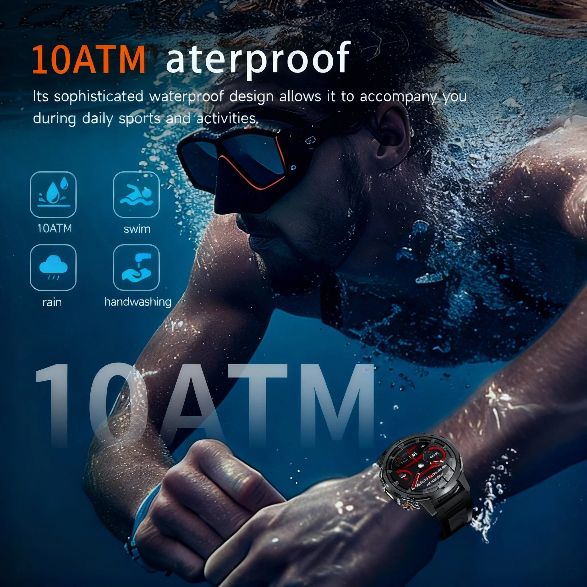 Novos Relógios Inteligentes Militares para Atividades ao Ar Livre 2026, Tela AMOLED de 1,85 polegadas, Bateria Grande de 1000mAh, À Prova D'água 10ATM, Chamada, Esportes, Pulseira Fitness Masculina