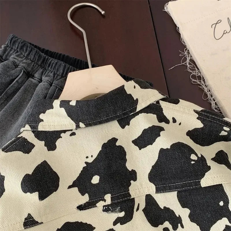 Meninos primavera contraste cor casaco curto crianças turn-down colarinho solto casual cardigan jaqueta