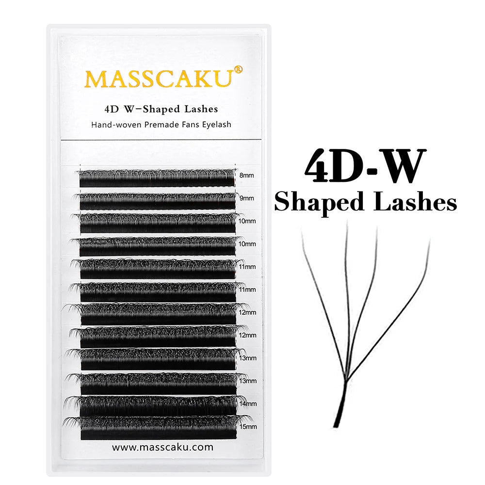 Masscaku floração automática em forma de w, flor 3d 4d 5d 6d 7d 8d, fãs pré-fabricados, extensões de cílios naturais, macios, individuais