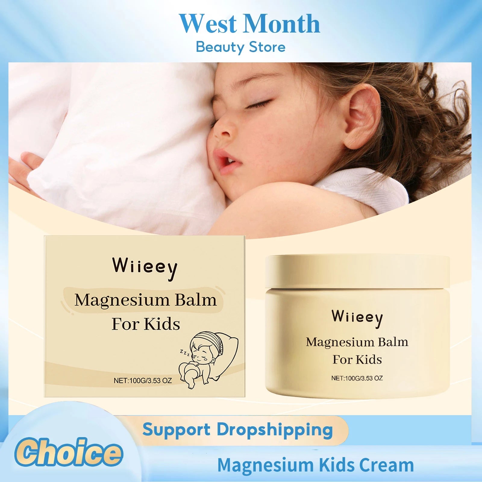 Creme de magnésio para crianças, melhor sono, nutritivo, hidratante, fragrância duradoura, calmante, refrescante, relaxante, mente corporal, bálsamo de magnésio