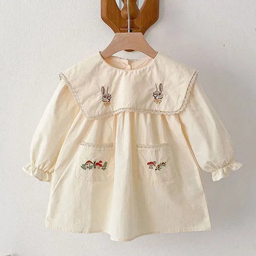 2025 nova primavera irmã vestido crianças roupas crianças vestidos de princesa manga comprida algodão bordado 1-6yrs bebê menina vestido de festa