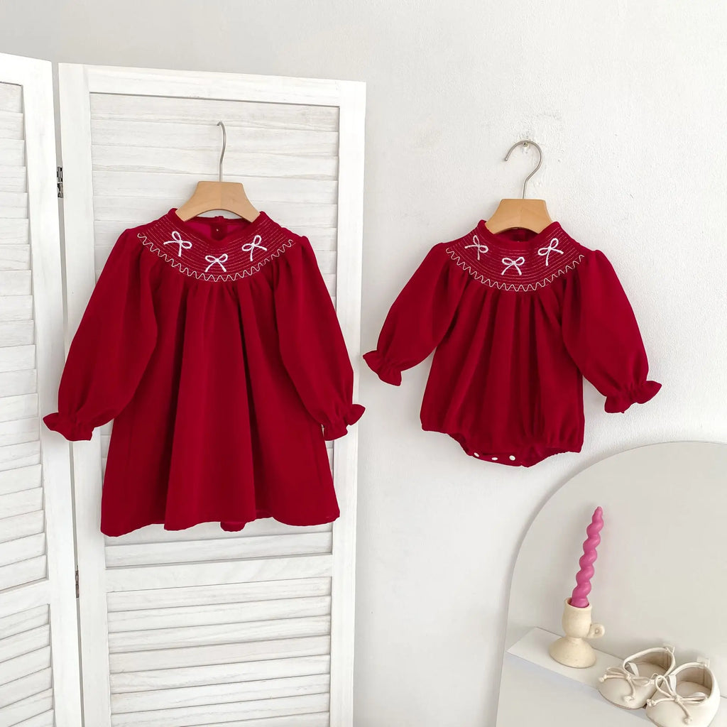 2025 natal crianças roupas de ano novo vestido irmã 0-6yrs menina vestido de festa crianças vestidos de princesa bebê menina macacão