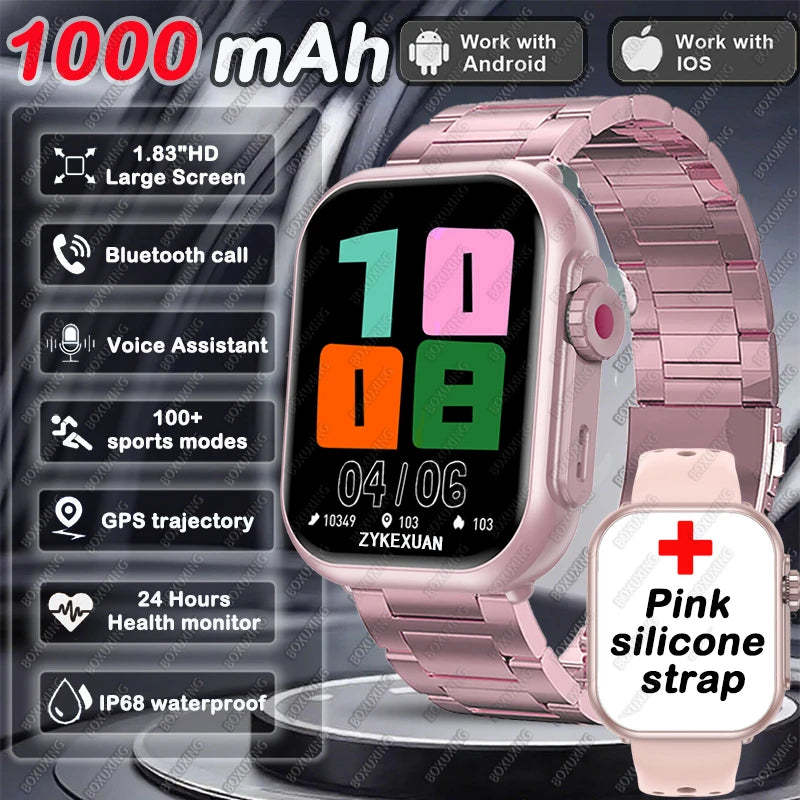 2026 moda feminina relógio ultra2 se relógios inteligentes 1000mah 1.85 "amoled tela de toque completa bt chamada smartwatch para android ios ladie