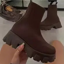 Botas femininas botas de plataforma elástica respirável primavera verão saltos botas mujer deslizamento em botas de tornozelo mulher elegante sapatos de salto