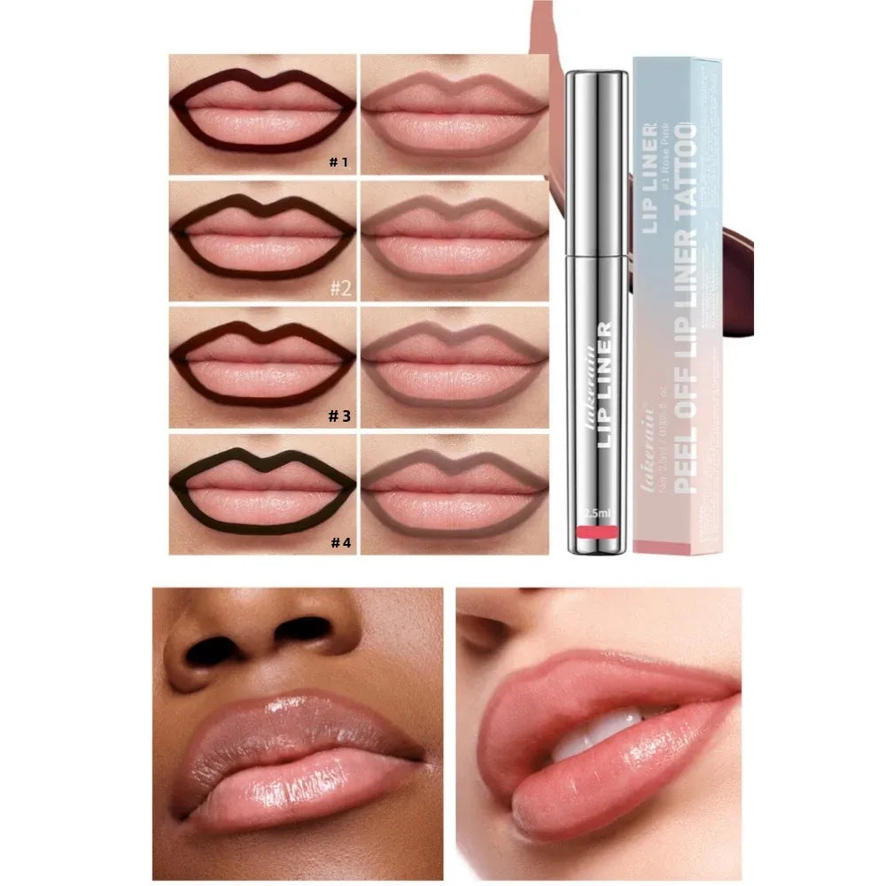 Lakerain 4 cores descascar tatuagem delineador labial-à prova d'água de longa duração fosco antiaderente desbotado matiz labial sexy maquiagem de contorno vermelho