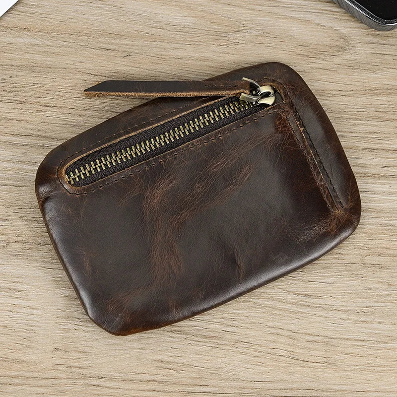 Luufan couro genuíno zíper moeda cartão bolsa de couro real rfid titular do cartão embreagem carteiras slots para homens mulheres mini bolsa fina