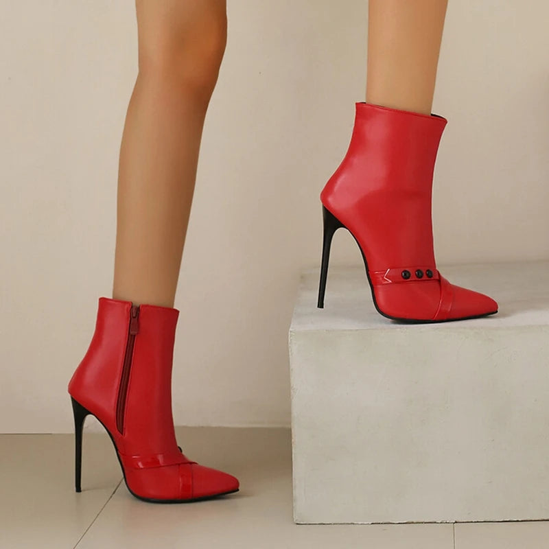 REAVE CAT-Sexy Stiletto Botas de Salto Alto, Botas de Couro, 12cm, Preto, Amarelo, Roxo, Tamanho Grande 44, 45, 46, 47, 48, US15, US16, US17