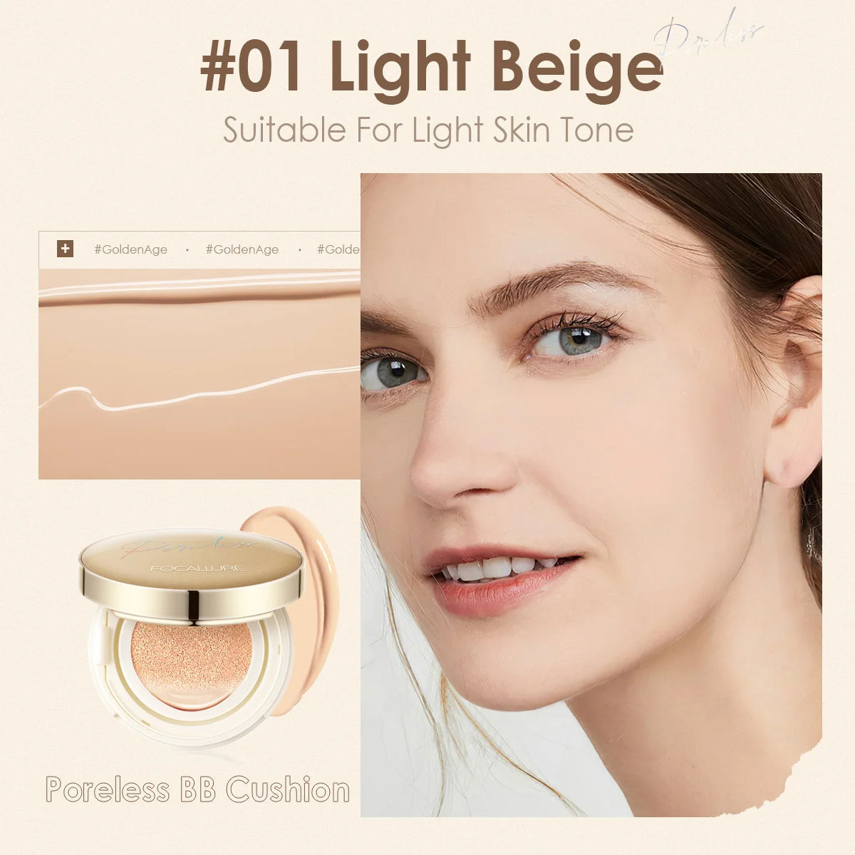 Focusallure fundação almofada de ar à prova dwaterproof água base fosca poros alta cobertura creme facial nutritivo suave fundação maquiagem