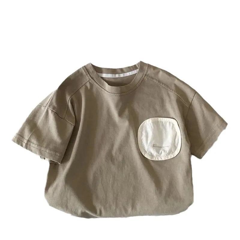 Camisetas Infantis de Manga Curta de Algodão para Meninos, Estampadas Casuais, Soltas e Versáteis, Coleção Verão 2026 - Roupas Infantis