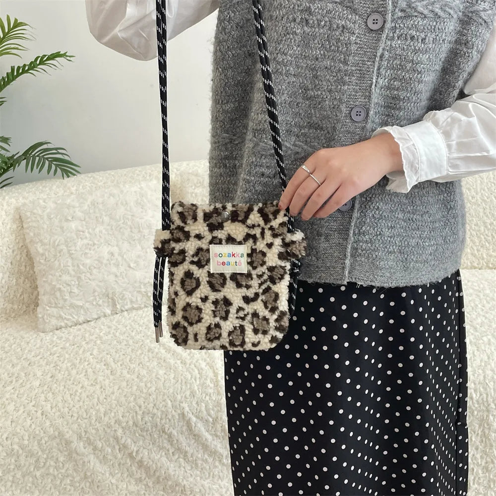 Novo ponto de pelúcia crossbody sacos para mulheres bonito rosa bolsa de ombro bolsas bolsa de telefone portátil