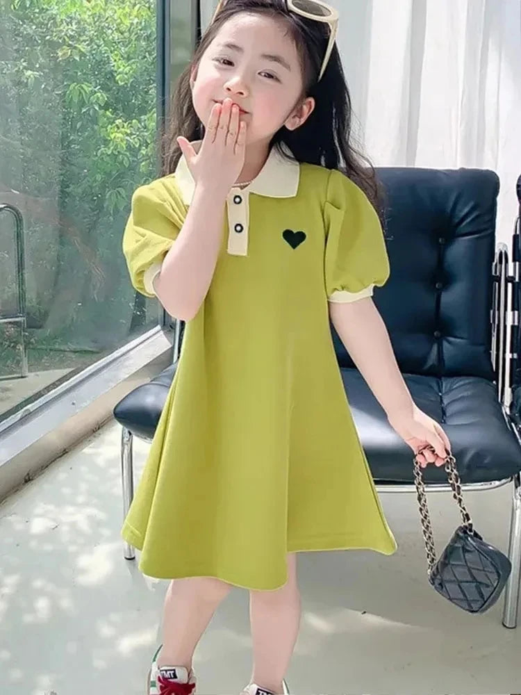 Novo Vestido Estilo Coreano 2026 para Crianças, Vestido de Verão Doce com Alças e Tule para Meninas