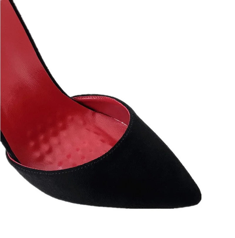 Sapatos Femininos de Salto Alto Flock de 16cm, Sapatos Sexy para Cosplay Masculino, Preto, Forro Vermelho, Slip On, Cores Personalizadas
