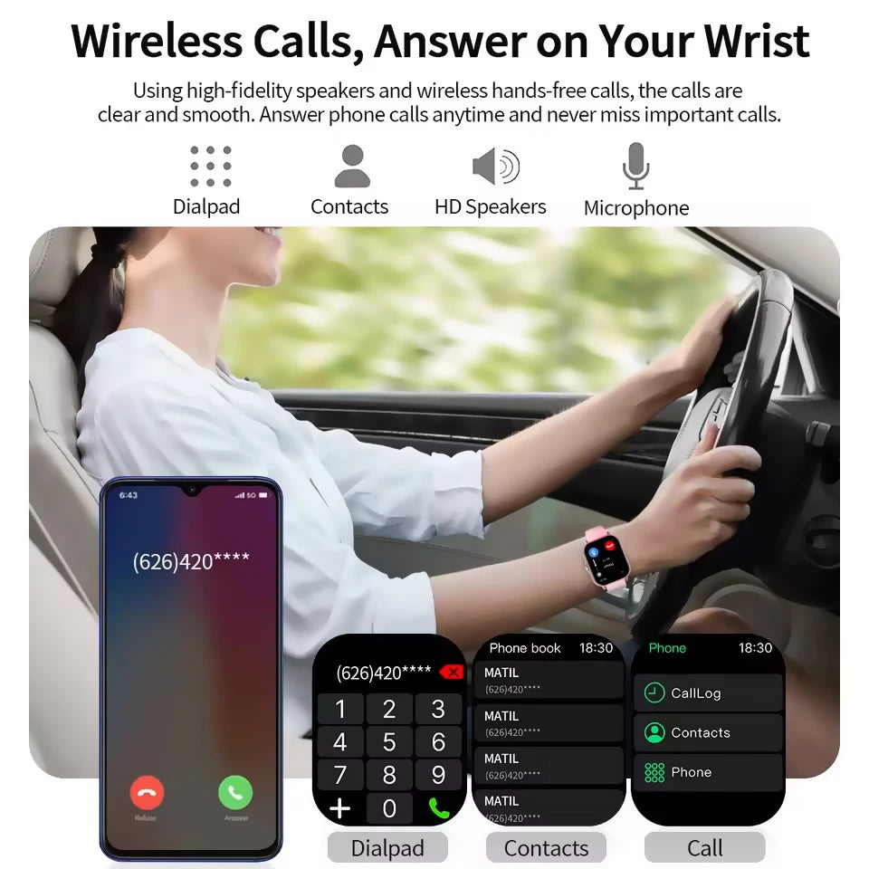 Relógio Inteligente 2026 para Android e iOS, Tela Colorida de 1.83 Polegadas, Bluetooth, Atende Chamadas, Monitor de Fitness, Smartwatch para Mulheres e Homens, Novo