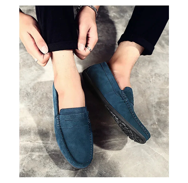 Couro do plutônio camurça de vaca sapatos masculinos marca luxo casual formal mocassins calçados preto masculino sapatos de condução hombres