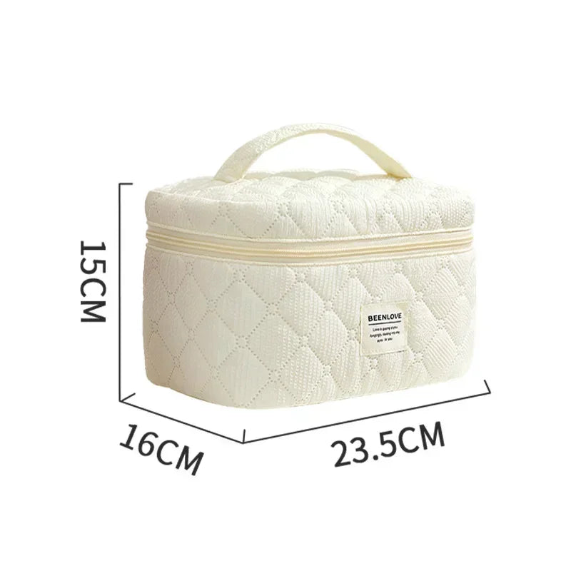 Conjunto de bolsa de maquiagem acolchoada bolsa de maquiagem feminina grande floral sacos de maquiagem bonito algodão bolsa cosmética viagem saco de armazenamento de produtos de higiene pessoal