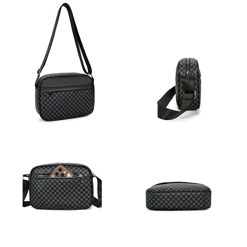 Bolsas de Ombro Casuais e Leves para Homens, Bolsa Mensageiro de Couro PU Macio, Bolsa Transversal Confortável com Alça Larga