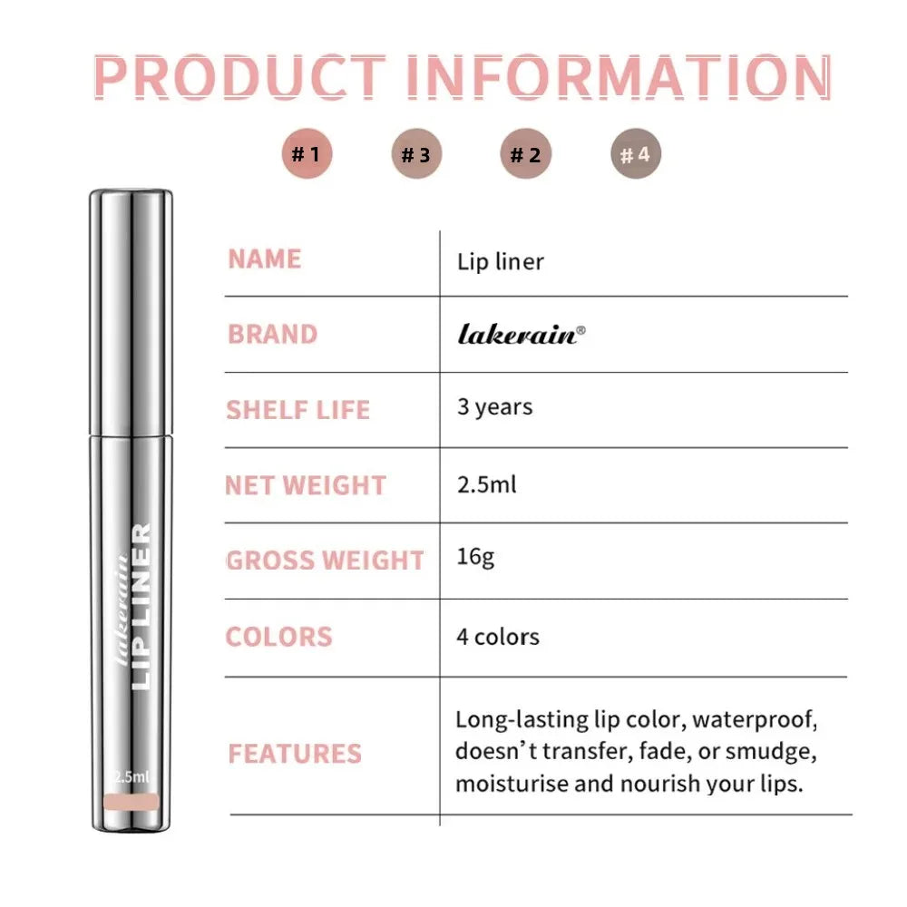 Lakerain 4 cores descascar tatuagem delineador labial-à prova d'água de longa duração fosco antiaderente desbotado matiz labial sexy maquiagem de contorno vermelho