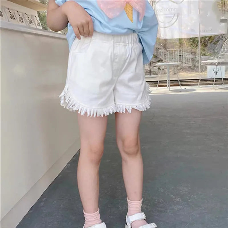 IENENS Roupas de verão para bebês meninas, shorts jeans, calças jeans, roupas infantis, calças curtas casuais para meninas, calças infantis