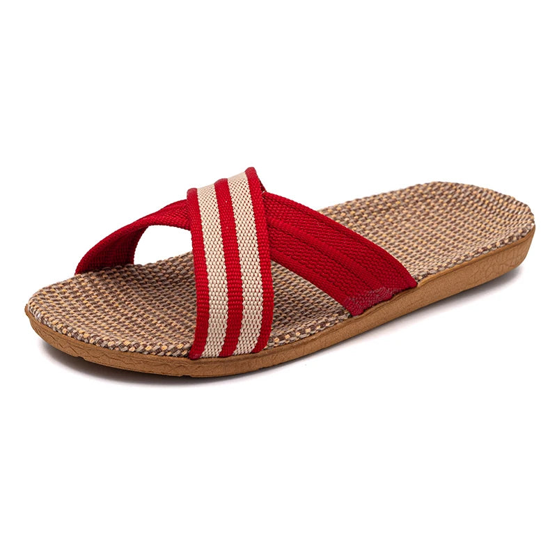36-45 sandálias planas chinelos de praia verão casa linho leve eva antiderrapante slides para homens mulheres indoor ao ar livre flip flops
