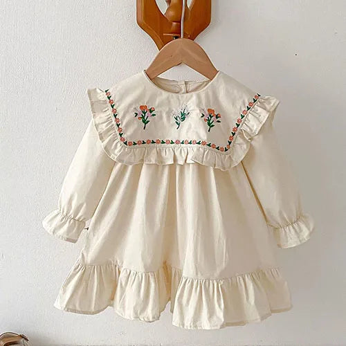 2025 nova primavera irmã vestido crianças roupas crianças vestidos de princesa manga comprida algodão bordado 1-6yrs bebê menina vestido de festa