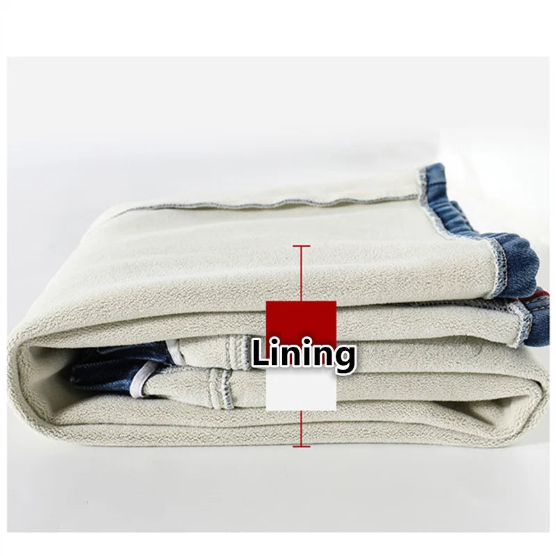 Crianças inverno calças de brim térmicas para meninas estilo casual em linha reta solta jeans grossos com lã forrado crianças calças jeans quentes
