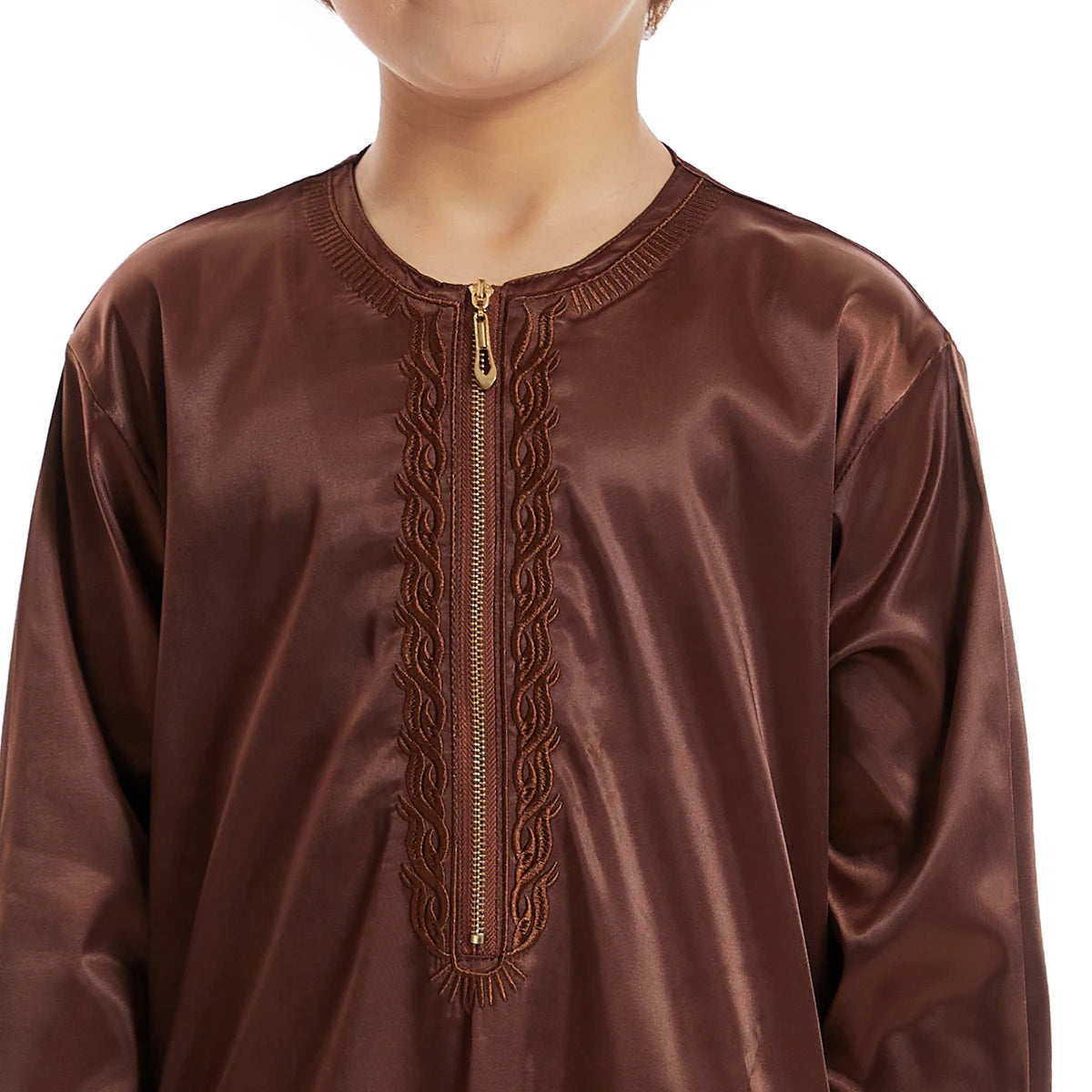 Crianças muçulmanas Abaya Ramadan Jubba Prayer Thobe, vestido longo islâmico para crianças, vestido com o pescoço para meninos, Kaftan Dubai e árabe