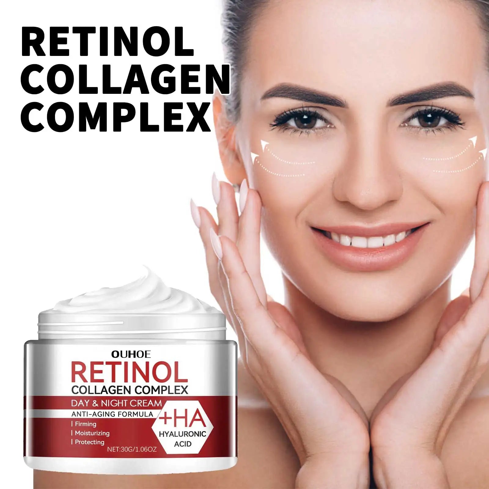 Retinol colágeno creme facial complexo dia noite creme ácido hialurônico reduzir linhas finas olheiras hidratar poros firmes