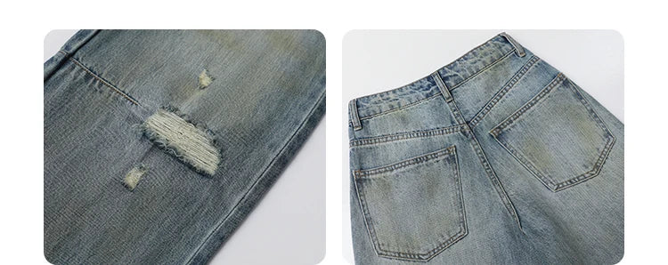 Chic ven retro calças de brim femininas soltas casuais nova cintura alta pernas largas denim calças femininas primavera outono 2025