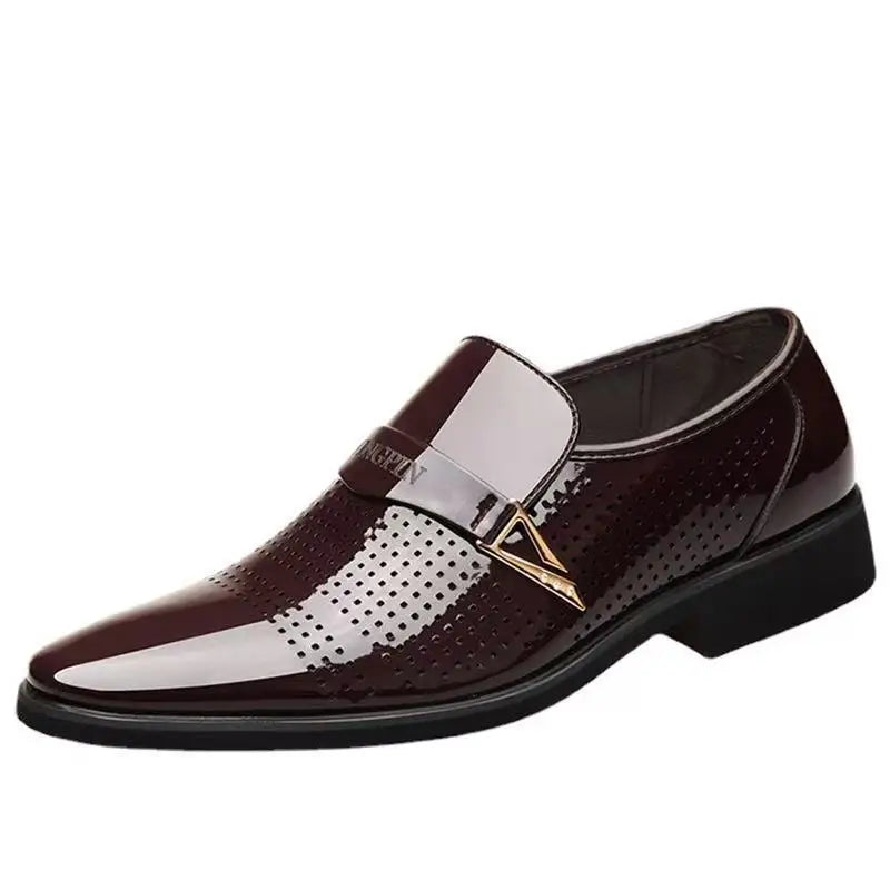 Sapatos de couro casuais de negócios masculinos casamento noivo estilo britânico altura aumentada verão respirável dedo do pé apontado calçados masculinos