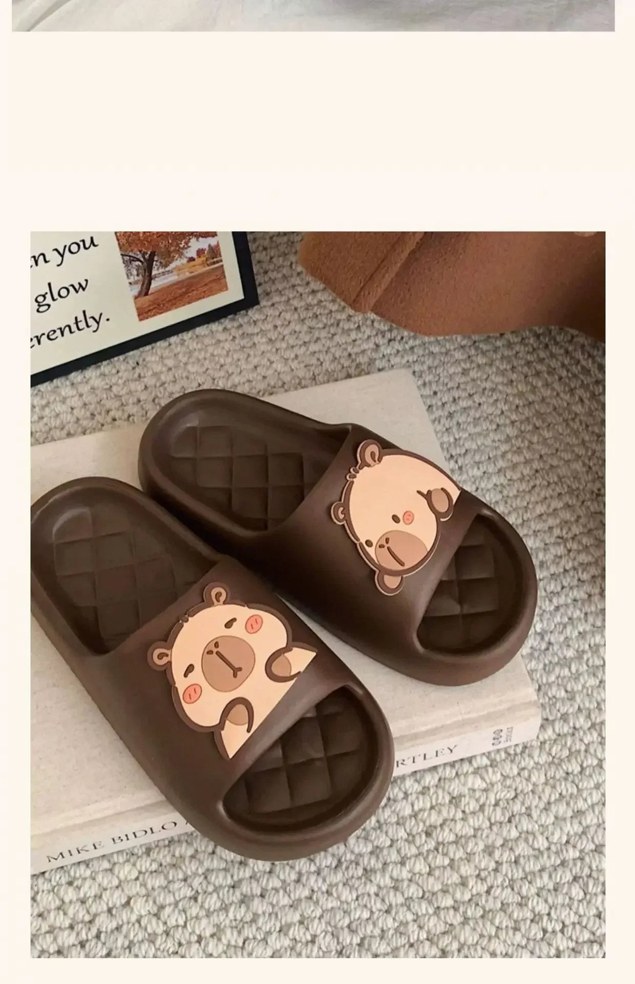 Capivara flip flops feminino chinelo kapibara bonito nuvem sandálias verão praia slides casa quarto sapatos kawai plana feminino eva
