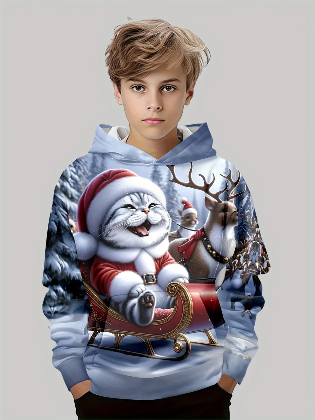 Crianças topo natal meninos roupas de manga longa outono roupas infantis dos desenhos animados papai noel impressão pulôver menina camisolas