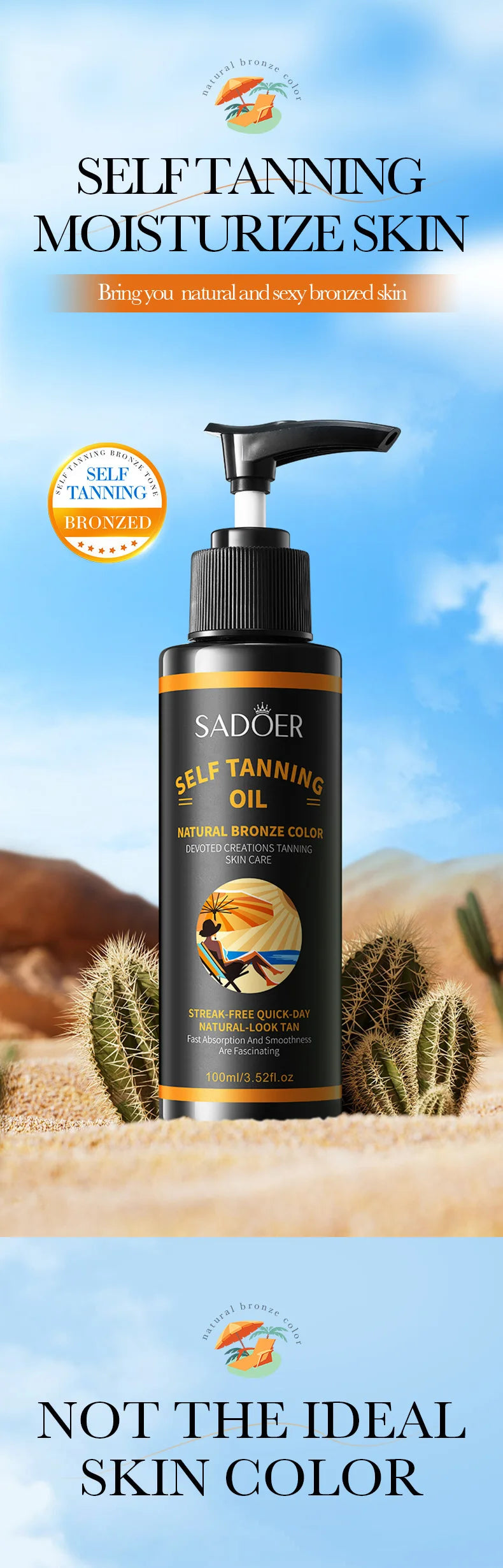 Spray de Bronzeamento 100ml: Textura Leve, Hidratante, Tonalidade Preta Bonita, Cria um Visual Mais Selvagem e Confiante. Grande Capacidade, Acabamento Bege Bonito, Sem Manchas, Secagem Rápida, Sem Efeito Bronzeador.